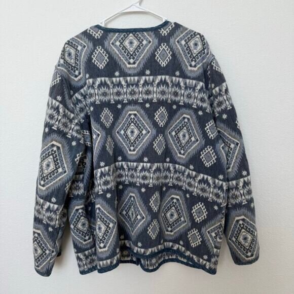 Tan Trums Vintage Southwestern Print Jacket Plus Size 22/24 Blue Concho Buttons - Picture 5 of 7